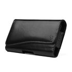 For Xl Large Phones - Black Leather Pouch Holder Belt Clip Holster Carrying Case