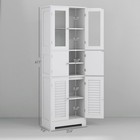 Tall Bathroom Storage Cabinet With 6 Doors  Adjustable Shelf