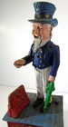 Vtg Cast Iron Uncle Sam Coin Bank Mechanical Manual Motion Coin Bank Patriotic