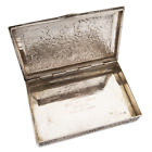 Heavy Middle Eastern Silver Cigarette Box Superbly Engraved Festive Banquet