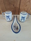 Vintage Corgi Spoon Rest Salt And Pepper Shakers Signed 1997 Louisville Pottery