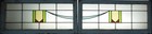 Large Abstract Pair Old English Leaded Stained Glass Window 34 25  X 14 5 