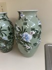  2  Antique Celadon Meiji Period Japanese Porcelain Vases 1868-1912  10    Tall