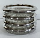 Vtg Leonard Crystal Glass Coasters With Silver Plate Edge Made In Italy Set Of 4