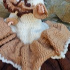 Vintage Hand Crochet Bed Doll Blonde Brown White Dress  Read