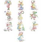 Christmas Sunbonnet Sue Vintage Style 10 Embroidered Quilt Blocks - New