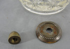 Pressed Glass Ceiling Fixture Light Shade      Diamond Pattern Brass Collar Vtg