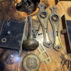 3 Antique Vtg  Victorian Brass Door Knobs   Backplates  Mortise Lock Sets