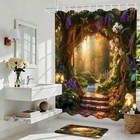 4 Pcs Enchanted Forest Shower Curtain Set Nature Garden Bathroom Sets With Showe