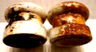 Old Original Lightning Rod Weathervane Porcelain Spool Brace Insulators Pair  6