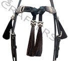 Western Blak Leather Headstall Hand Braided White Rawhide Knotting Futurity Knot