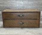 Vtg Spool Cabinet Wood Two Drawer Apothecary Sewing Box Antique Jewelry Chest