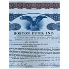 Vintage Boston Fund  Inc  Engraved Stock Certificate Canceled 1940s 3