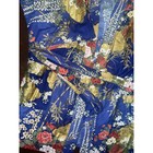 Vintage Nihon Traditional Japanese Floral Blue 100  Cotton Kimono Robe Unisex Os