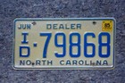 1985 North Carolina Dealer License Plate