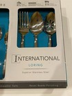 International Loring 51-pc Stainless Hammered Diagonal Silverware Flatware Nib