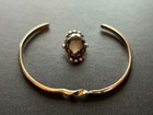 Vtg Hematite Sterling Silver 925 Pendant   Silver gold Tone Cuff Bracelet Lot