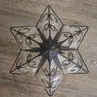 Vtg 1950s Wrought Iron Swirled Glass Star Flush Mount Ceiling Light Fixture 