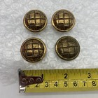 Large Metal Coat Button Lot Of 4 Brass Tone Faux Woven Domed Shank Mcm Vintage