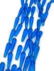 12 Pcs Vintage Smooth Long Tear Drop Transparent Blue Glass Trade Beads