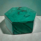 Vintage Hexagon Malachite Stone Box Green Highly Banded Gemstone Trinket 2   
