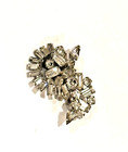 Art Deco Silver Crystal Baguette Rhinestones 1 5  3-d Brooch Pin Vintage Euc