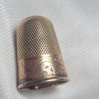 Antique Victorian Gilded Solid Silver Thimble In Original Leather Case
