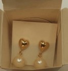 1990 Avon Delicate Heart Drop Pierced Earrings Puffy Vintage Nos Original Box 