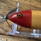 Vtg Heddon Sos Swims On Side Wounded Injured Minnow Antique Fishing Lure Green