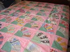 Vintage Scrappy Quilt Top Hand Stitched Grandmothers Fan 78 X 72 1950s 