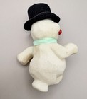 Vintage Flocked Frosty The Snowman Christmas Tree Ornament Google Eyes