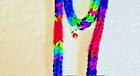 Rose Charm Necklace And Bracelet Set With Handmade Yarn Multi Color Chain