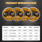 6-1 2 Inch Circular Saw Blade With 5 8    Arbor 24t For Framing 40t For Ripping An