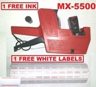2x Mx-5500 8 Digits Price Tag Gun   5000 White With Red Lines  Label  1 Ink