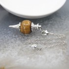 Natural Tiger s Eye Quartz Crystal Pendant Bead Dowsing Reiki Pendulum Necklace
