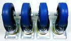 Set Of Four 4  Heavy Duty Swivel Casters  4  Blue Rubber Wheels