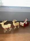 Vintage Celluloid Santa Claus Sitting Sleigh 2 Reindeer Christmas 1930s Japan