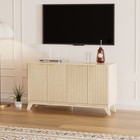 Fluted Sideboard Buffet Cabinet Hutch Cupboard W  Doors For Dining  Natural Oak