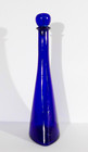Vintage Cobalt Blue Glass Decanter Bottle Ball Stopper Cork 12 5    Tall