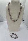 Purple Glass Tube Beads   Sterling Silver Necklace   Bracelet Set Parure Vtg