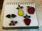 Vintage Small Sun Catcher Stained Glass Handmade Fruits   Lot Of 4