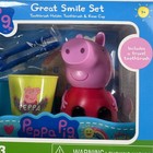 Peppa Pig Great Smile Set Toothbrush Holder Toothbrush Rinse Cup 3 Piece Set New