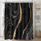Nkzply 4 Pcs Black Marble Shower Curtain Sets With Rugs Gold Bathroom Sets With