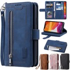 For Iphone 16 12 14 Pro Max 13 Pro 15 Zipper Leather Wallet Case Flip Cover