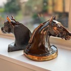 Vintage Bel-art Cast Iron Horse Head Bookends Bronze Finish Gladys Brown Style