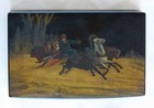 Antique 1870s Imperial Russian Vishnyakov Hand-painted Lacquer Box Winter Troika