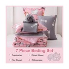 7 Piece Girls Cats Bedding Comforter Set Twin Size For Kids Bed In A Bag Pink   