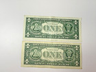 Paper Money Us Trinary  Two Notes  1 Dollar Bill Fancy Collectable 