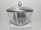 Vintage Rodney Kent Hammered Aluminum And Glass Bowl With Lid
