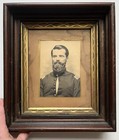 Antique 1860s Civil War Officer Union Soldier Photo Painting Eastlake Frame